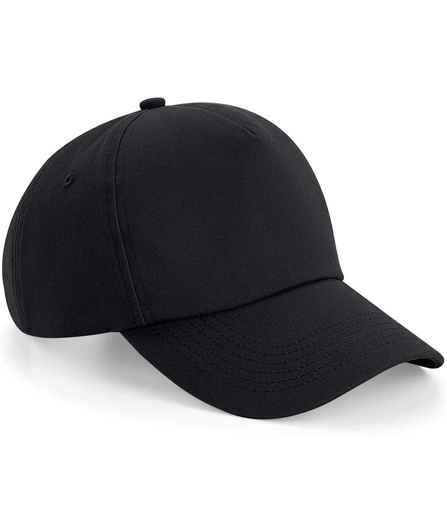 Unbranded black baseball cap designed for UK workwear customisation.