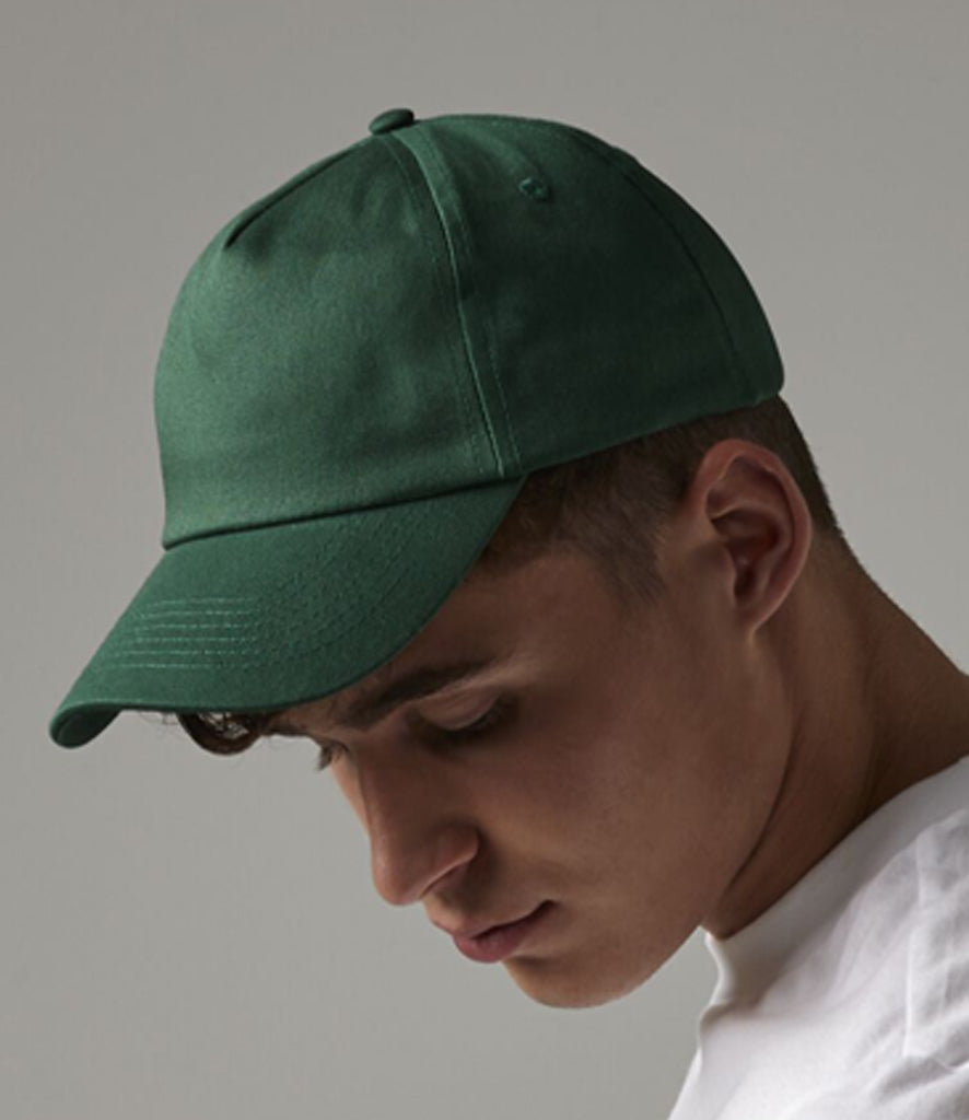 Side profile of a bottle green workwear cap suitable for UK custom embroidery.