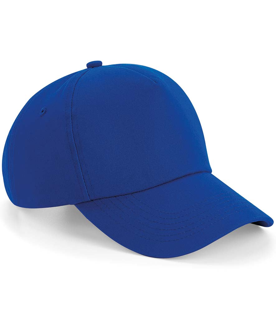 Structured plain bright royal blue cap suitable for UK trade and business uniforms.