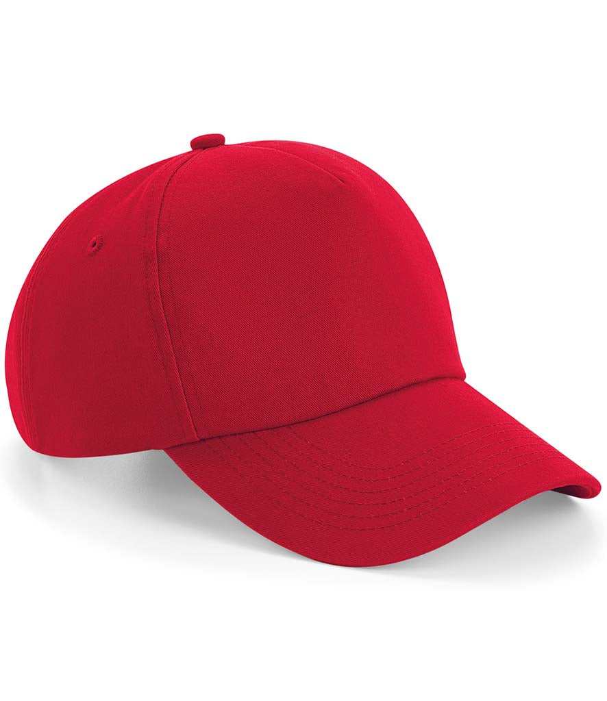 Classic red cap ideal for UK business branding.