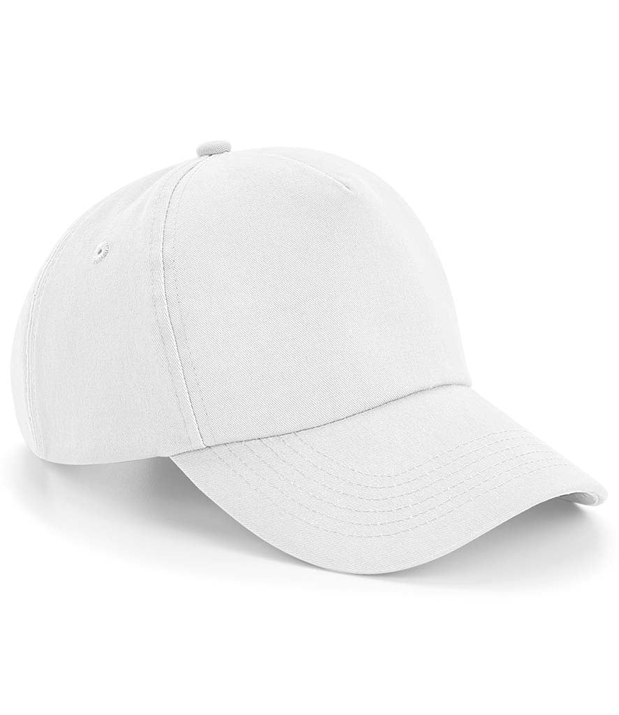 Classic white baseball cap ready for UK personalised workwear embroidery.
