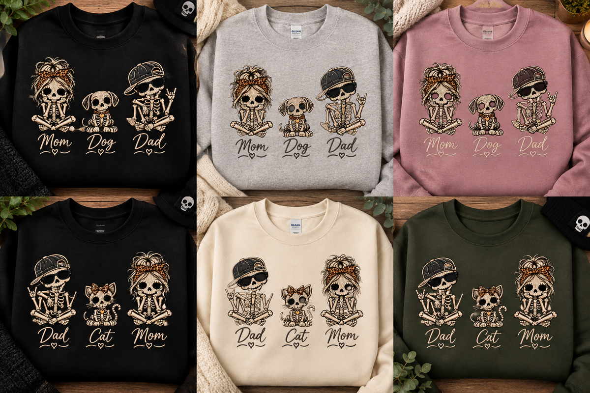 Dog Family Embroidered Hoodie