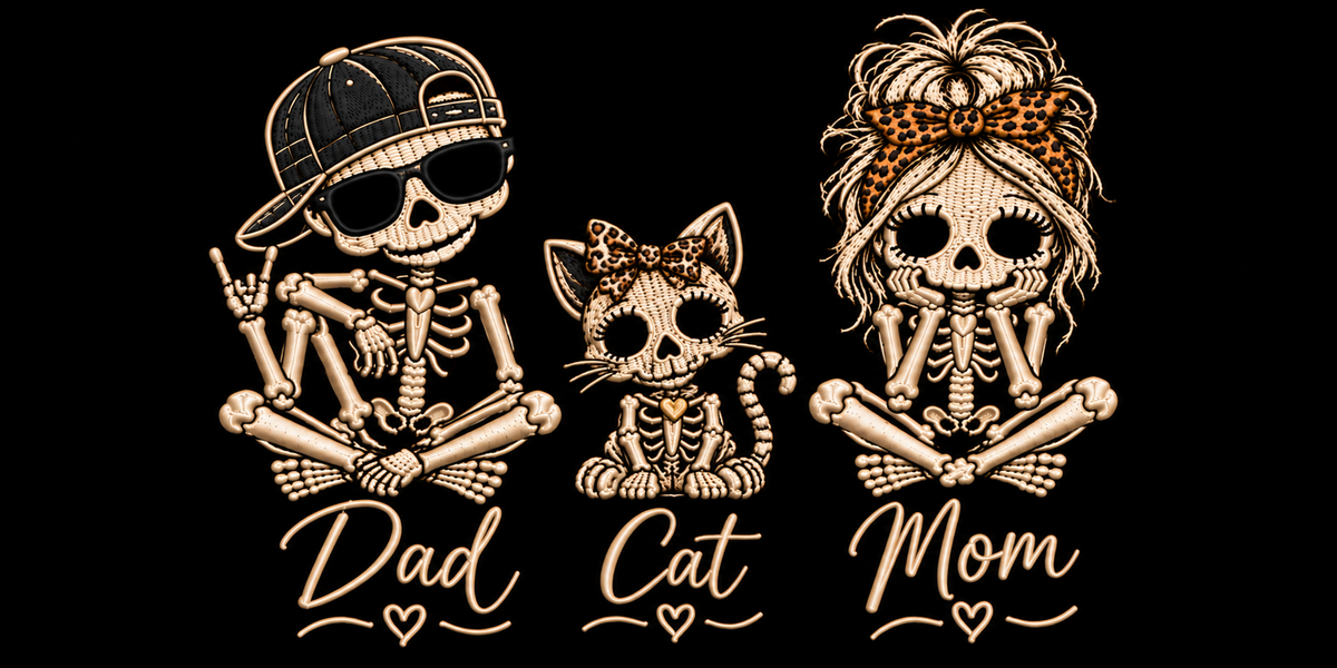 Cat Family Embroidered Hoodie